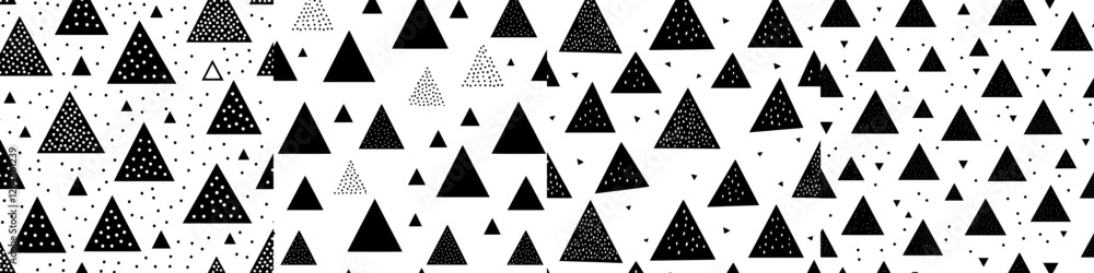 Poster hand-drawn repeating triangles create a seamless geometric pattern