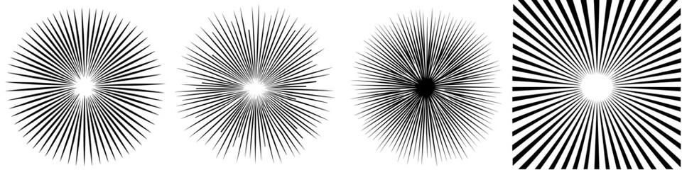 Fototapeta premium Bursting rays in vintage monochrome, ideal for retro-themed projects with a modern illustration twist