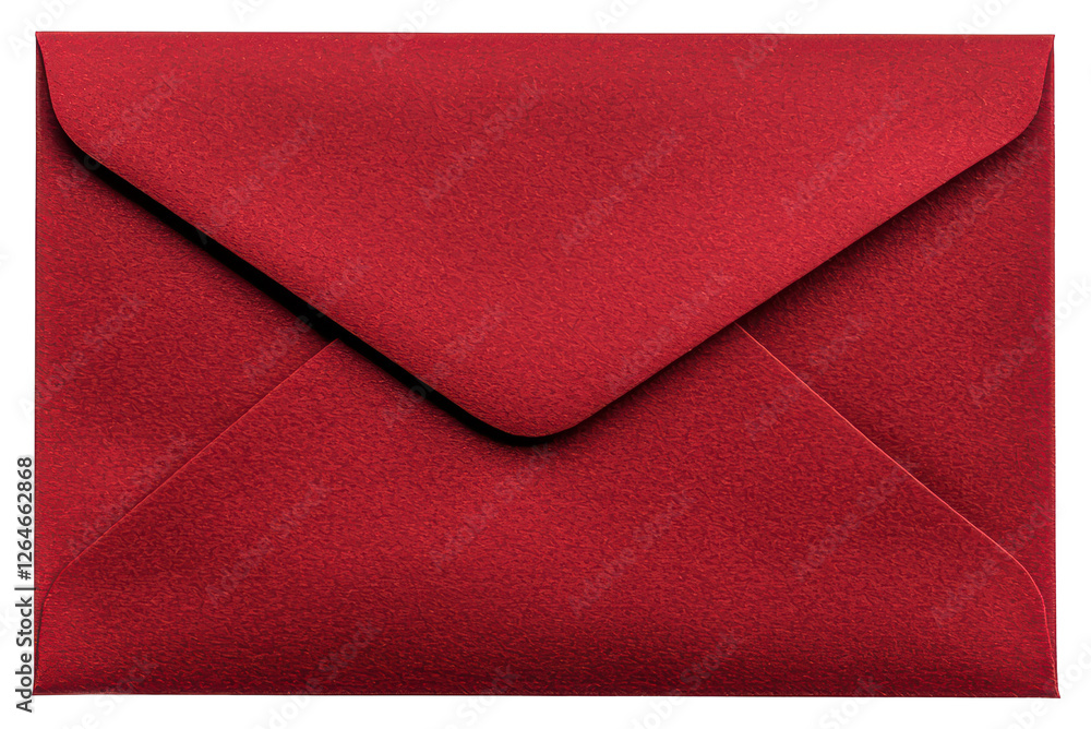 Poster close up of a rectangular red envelope on transparent background for mailing letters