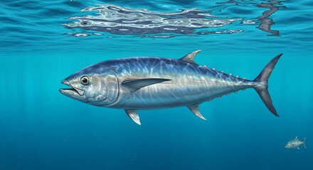 Bluefin Tuna Fish (Bariles) Realistic Illustration