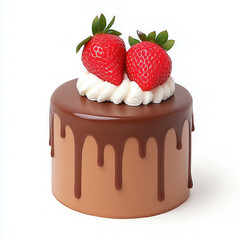 Decadent chocolate cake topped with strawberries and cream