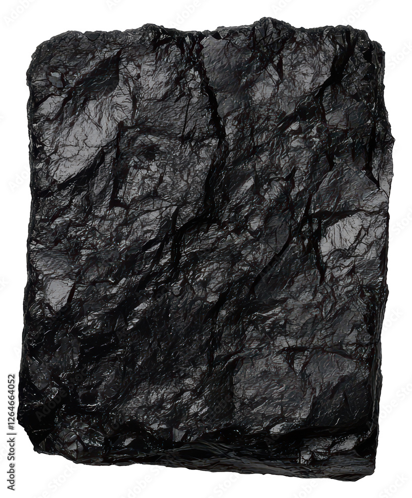 Aufkleber close up of a single chunk of coal with a textured dark gray shiny surface