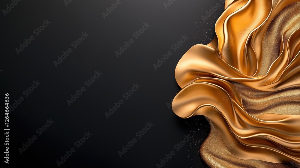 Poster elegant golden wave-like pattern on dark background with ample copyspace for creative use