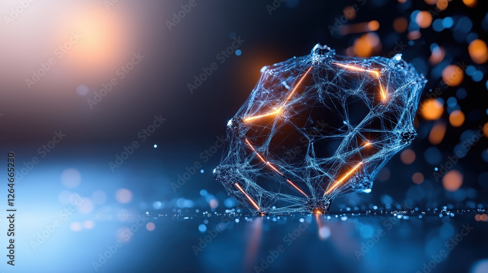 Poster futuristic blue circuitry design showcasing glowing connections and sharp geometric elements for hig