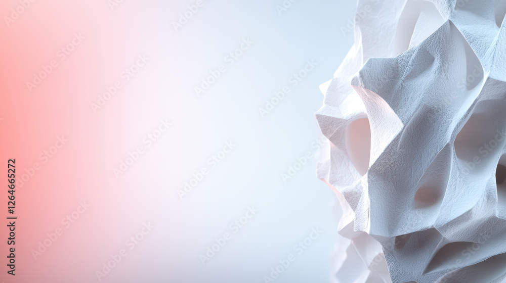 Poster close up of geometric monolith with intricate textures and soft lighting, creating serene atmosphere