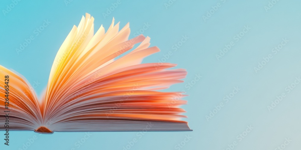 Poster luminous pages captivating floating book with vibrant colors in minimalist aesthetic - inspirational