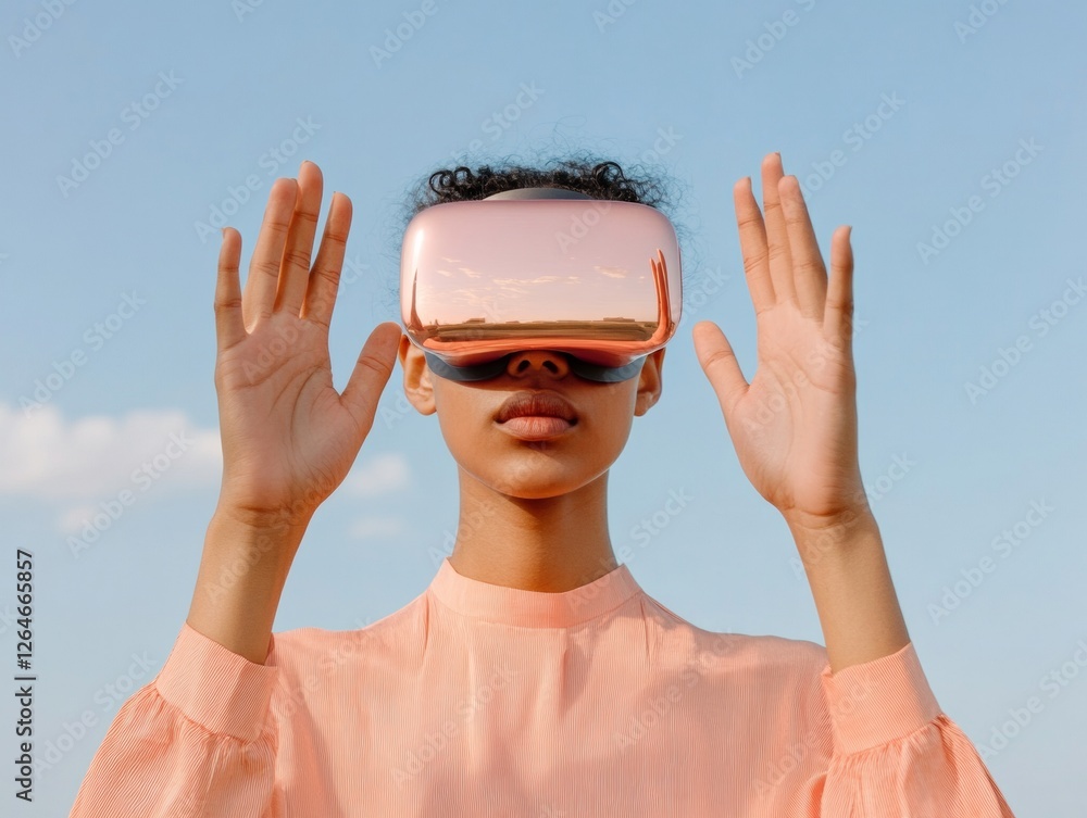 Poster Futuristic Augmented Reality Setup Interactive Holographic Interface with Gesture Control in Tech-Savvy Workspace - Enhancing Efficiency in the Modern Digital Office