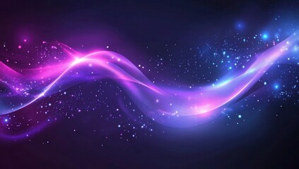Futuristic Flow Glowing Waves in Purple and Blue, Dynamic Elegance Modern Dark Abstract Background, Radiant Technology Shiny Lines and Abstract Waves