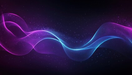 Futuristic Flow Glowing Waves in Purple and Blue, Dynamic Elegance Modern Dark Abstract Background, Radiant Technology Shiny Lines and Abstract Waves