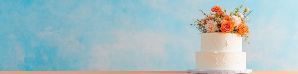 Elegant Floral-Tiered Wedding Cake on Display Stand Modern Confection Design in Pastel Aesthetic for Luxury Celebrations and Event Marketing