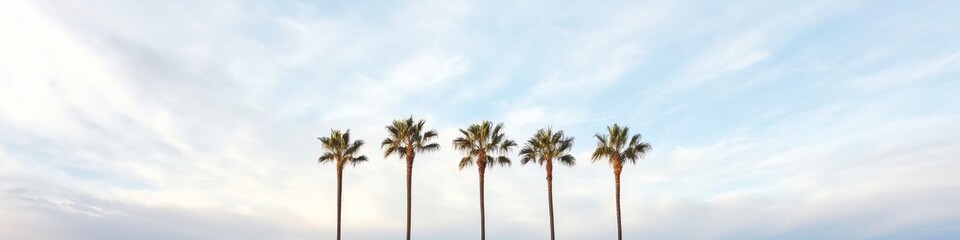 Obraz premium Minimalist Palm Tree Panorama Captivating Natural Skyline with Tropical Aesthetic - Ideal for Travel Agency Branding and Coastal Lifestyle Content Marketing