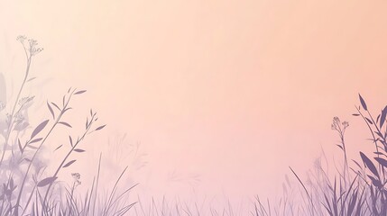 Silhouetted Plants Against a Soft Pink Sky