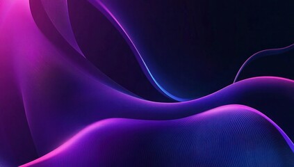 Futuristic Flow Glowing Waves in Purple and Blue, Dynamic Elegance Modern Dark Abstract Background, Radiant Technology Shiny Lines and Abstract Waves