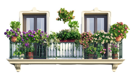 Vibrant floral balcony display urban apartment photography natural light wide angle urban gardening...