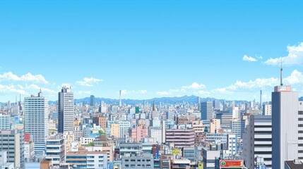 Fototapeta premium Panoramic View Of A Sunny Cityscape