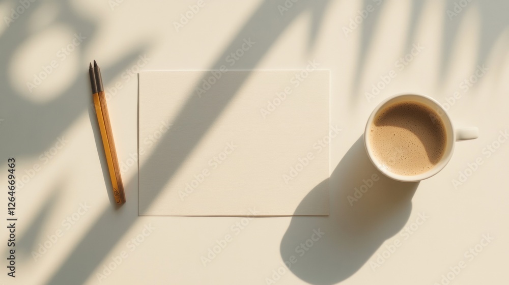 Poster minimalist workspace flatlay handwritten notes on clean paper with coffee cup - elevate personal dev