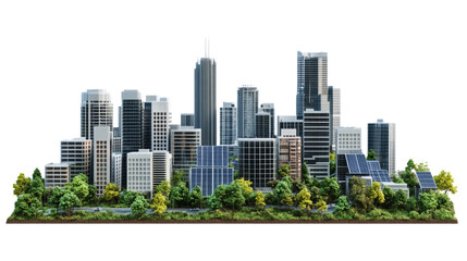 Urban skyline development cityscape 3d rendering eco-friendly design aerial view sustainable future