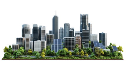 Urban skyline development cityscape 3d rendering eco-friendly design aerial view sustainable future