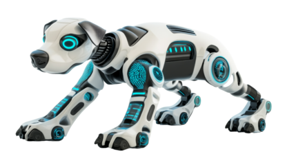 Innovative robotic dog technology showcase 3d model futuristic environment close-up view concept of smart pets