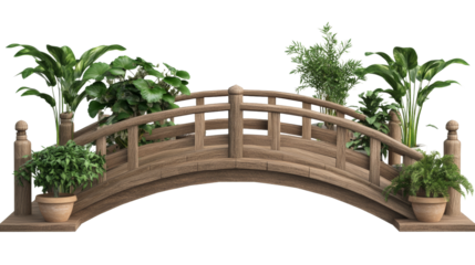 Tranquil garden bridge in a lush landscape nature scene serene environment elevated view peaceful concept