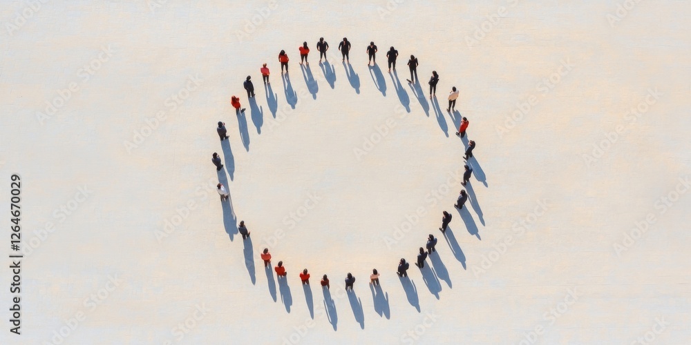 Fototapete circular unity in business aerial view of diverse team in modern professional attire forming a colla