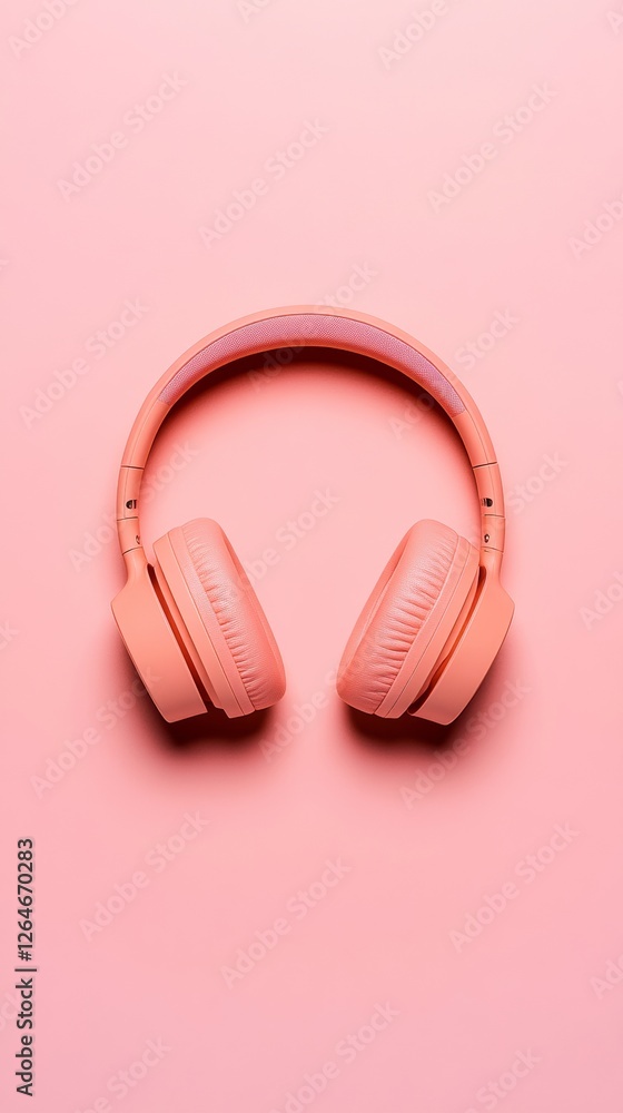 Poster minimalist headphone display sleek wireless audio on pastel surface - modern tech showcase for premi