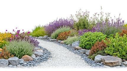 Pathway through a colorful garden scenic landscape photography vibrant environment close-up nature's beauty