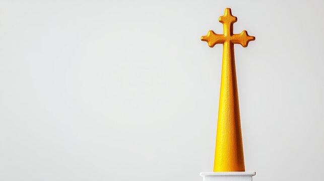 Gold Cross Finial Against White Background - Powered by Adobe