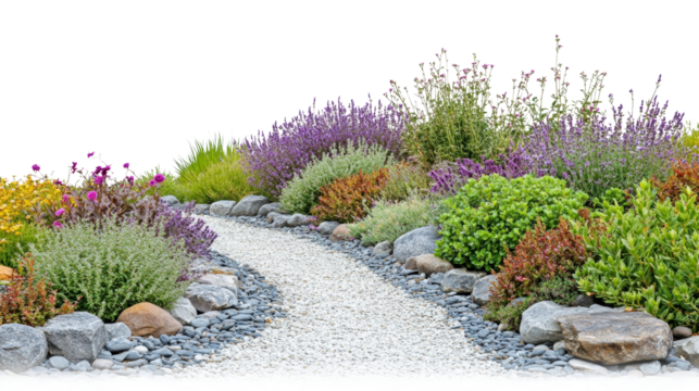 Pathway through a colorful garden scenic landscape photography vibrant environment close-up nature's beauty