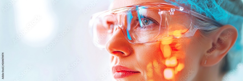 Aufkleber Futuristic Healthcare Collaboration Diverse Team Analyzing Digital Diagnostics on Smart Screen - Enhancing Patient Outcomes with Data-Driven Solutions in Modern Medical Spaces