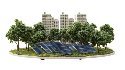 Sustainable urban development solar energy solutions in modern cities landscape design environmental awareness © Kornwit