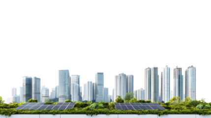 Urban sustainability initiative green skyscrapers and solar panels enhancing city landscapes