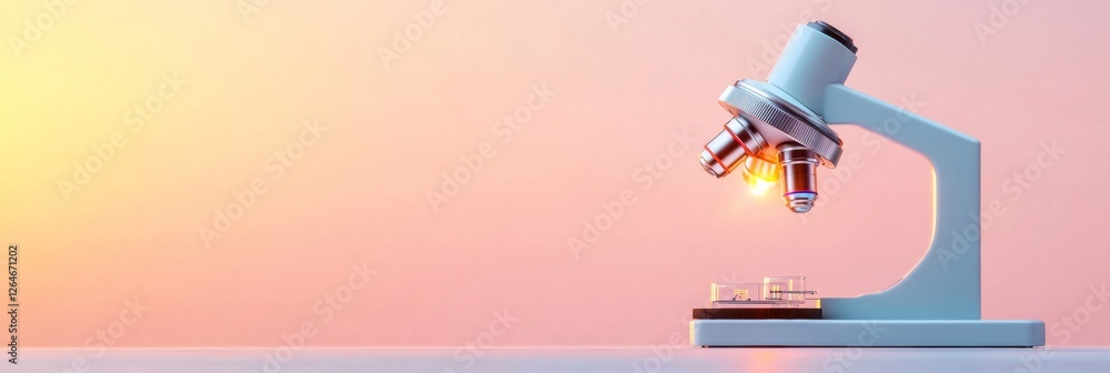 Aufkleber minimalist lab aesthetic sleek metal microscope with specimen slides on glass - cutting-edge scienti