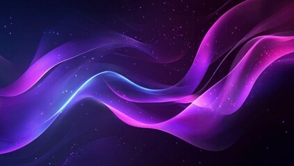 Futuristic Flow Glowing Waves in Purple and Blue, Dynamic Elegance Modern Dark Abstract Background, Radiant Technology Shiny Lines and Abstract Waves