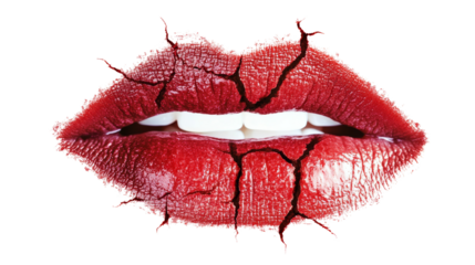Cracked red lips close-up art creative studio digital illustration artistic style macro perspective emotion and beauty