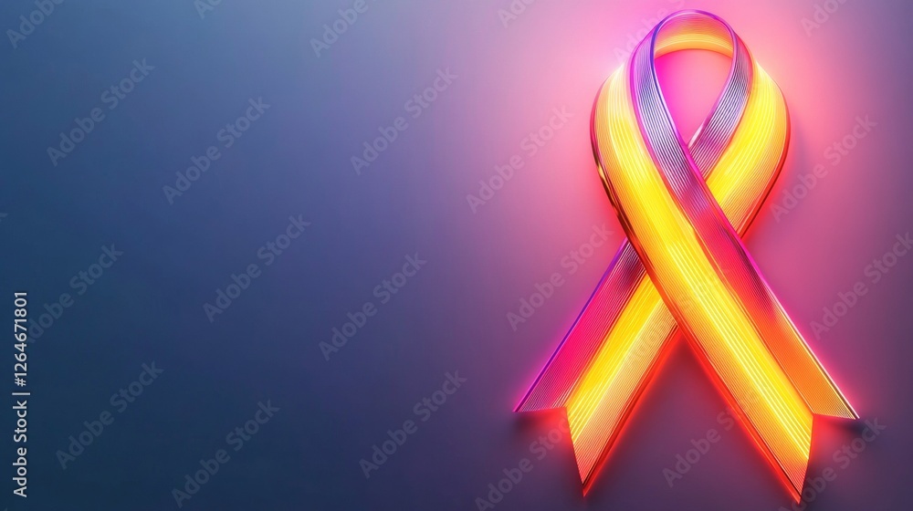 Poster futuristic health campaign visual neon ribbon and chrome font on dark canvas - dynamic healthcare ma