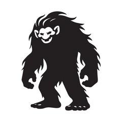 Brooding Troll silhouette perfect for supernatural and mythical concepts - Troll illustration - Troll vector - mythical creature silhouette

