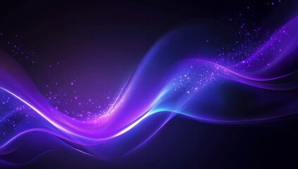 Futuristic Flow Glowing Waves in Purple and Blue, Dynamic Elegance Modern Dark Abstract Background, Radiant Technology Shiny Lines and Abstract Waves