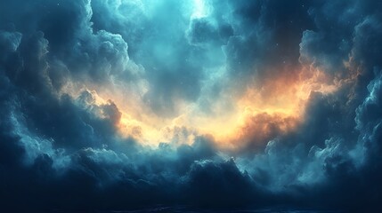 Obraz premium Ephemeral celestial dreamscape of luminous clouds and ethereal skies