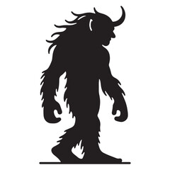 Mysterious Troll silhouette crafted for dark and eerie fantasy art - Troll illustration - Troll vector - mythical creature silhouette
