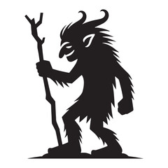 Menacing Troll silhouette for fantasy and dark folklore themes - Troll illustration - Troll vector - mythical creature silhouette

