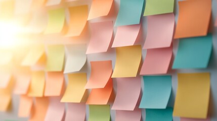 Motivational Post-It Wall Vibrant Colorful Notes with Positive Affirmations - Empowering Self-Help Content for Wellness Blogs and Social Kindness Campaigns