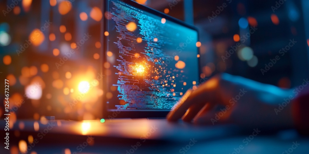 Fototapete Futuristic Coding Hub Sleek Digital Workspace with Interactive Displays - Immersive Software Development and Collaborative Learning for Tech-Savvy Professionals