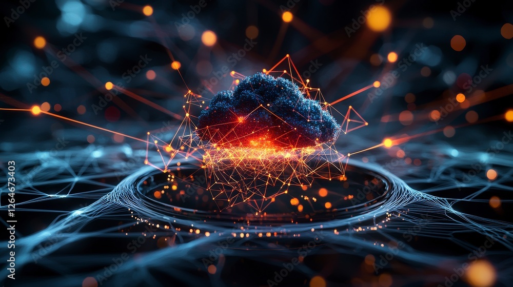 Aufkleber Dynamic cloud-driven data visualization virtual environment digital art futuristic concept