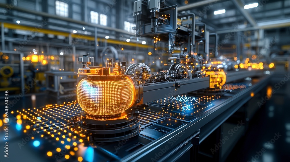 Aufkleber 3d visualization of a high-tech automated manufacturing process in a futuristic industrial facility