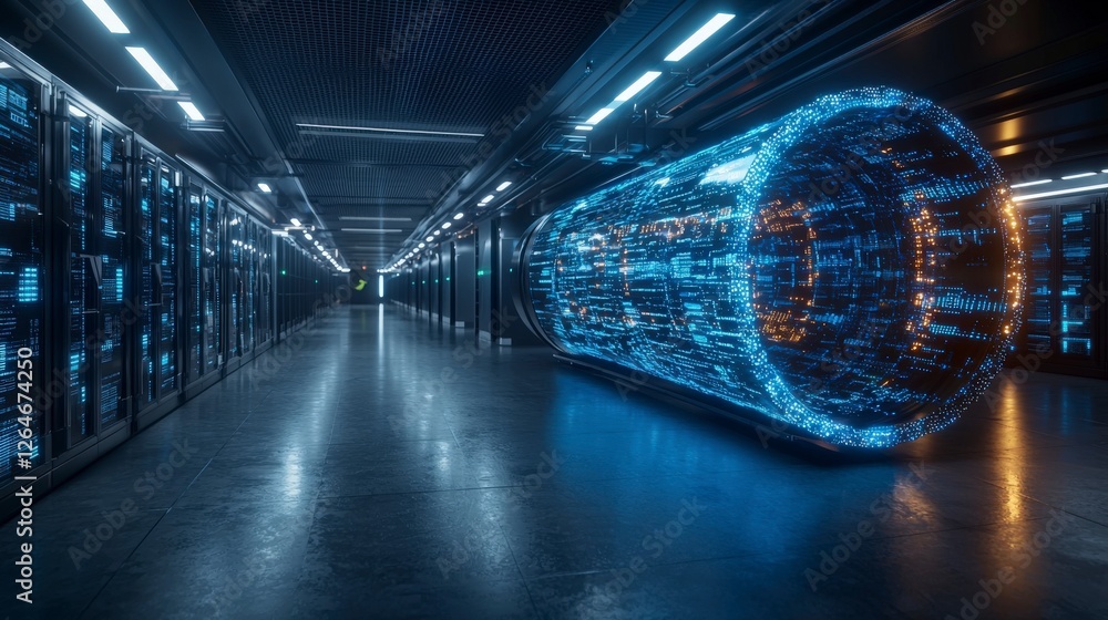 Poster Futuristic business operations data center digital infrastructure technology hub high-tech environment innovation