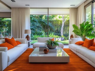 Fototapeta premium Modern Living Room with White Couches