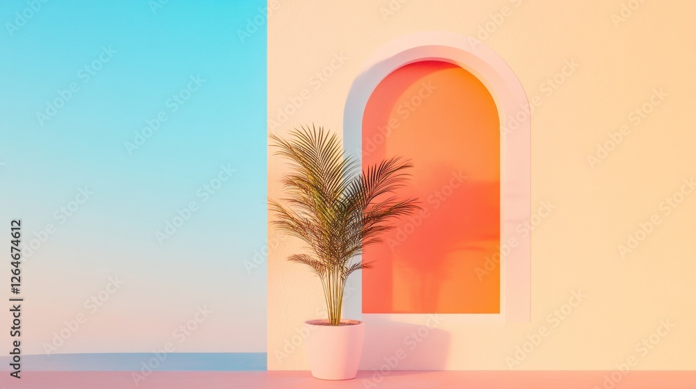 Poster contemporary digital oasis minimalist geometric vr environment with interactive displays - gaming in