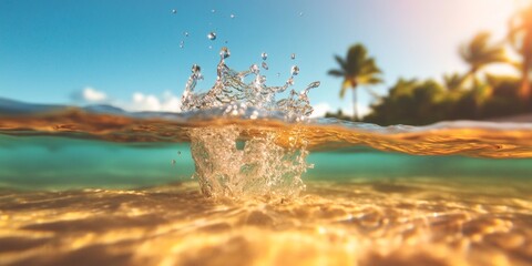 Fototapeta premium Turquoise Wave Motion Captivating Underwater for Marine Tourism Campaigns and Eco-Conscious Design with Dynamic Textures