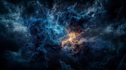 Melancholic cosmic pulses of light vast universe abstract art dark space celestial viewpoint emotion